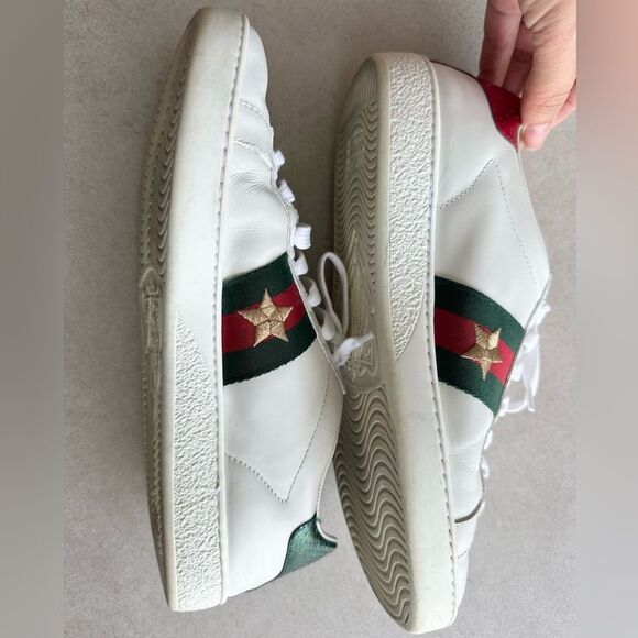 Gucci White Leather Embroidered Ladybug And Pineapple Ace Sneakers Size 36.5 - Picture 12 of 15